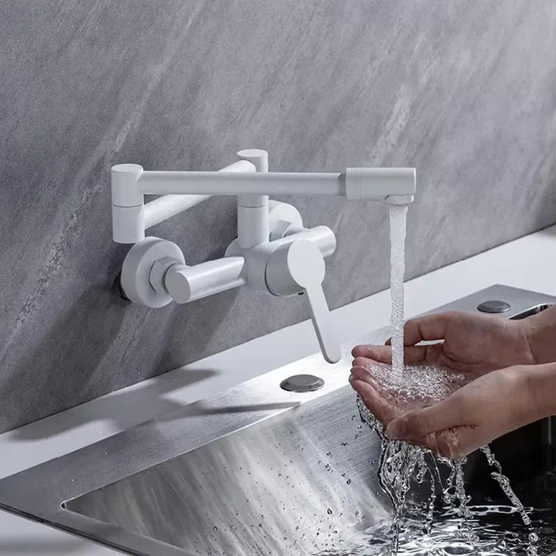 Foldable Telescopic Wall Mounted Extended Hot Cold Water Tap for Kitchen Sink Laundry Balcony Faucet