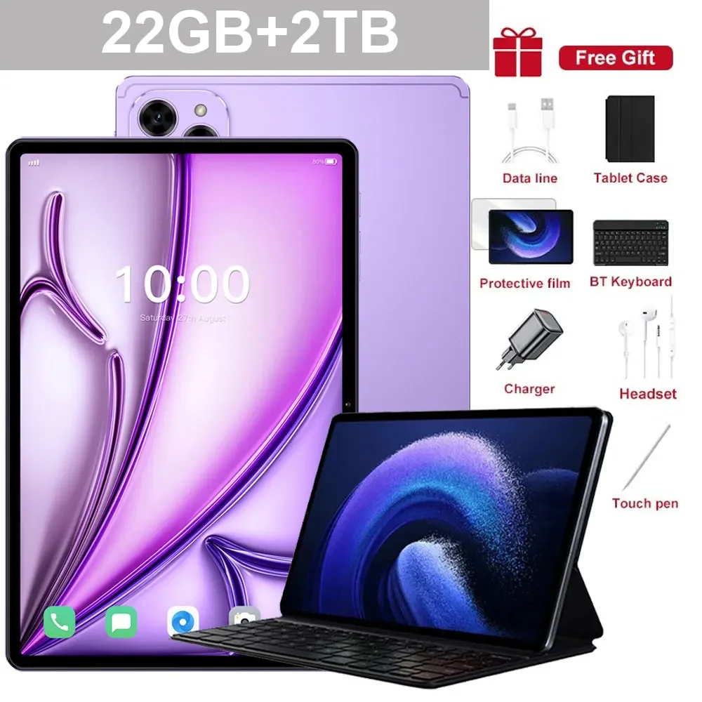 CHOTOG Pad 8s Pro 10.1HD Tablet Android 15 Original Tablet 22GB+2TB Tablets 10000mAh Tab 5G Dual SIM Tab PC WIFI For Global Version Children's Kids Tab