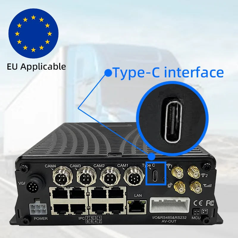 8CH 4G LTE EU Type-C Smart MDVR مع AI DSM ومسجل فيديو رقمي لتتبع نظام تحديد المواقع في الوقت الحقيقي #3
