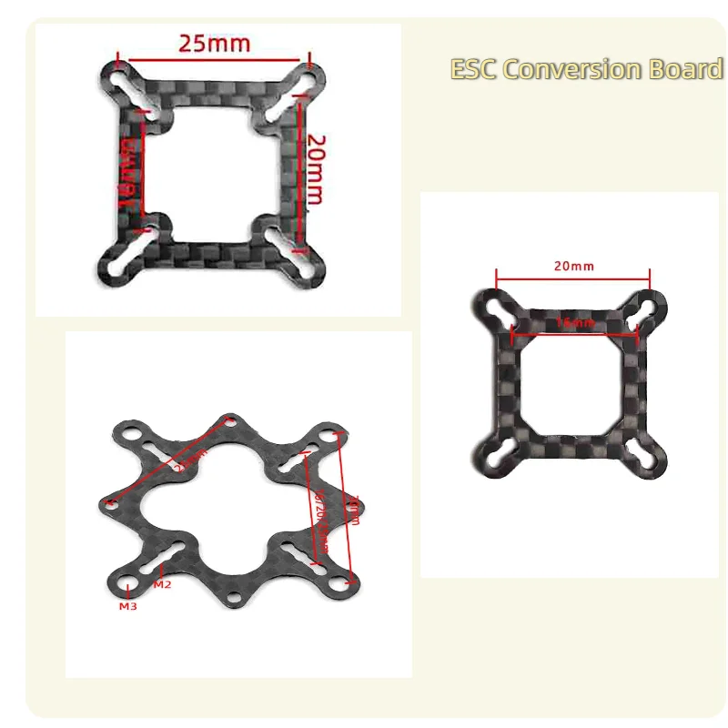 1Pcs 3Size M3 M2 Flight Controller Carbon Fiber Adapter BoardFPV Racing Drone ESC 30X30 To 25x25 20x20 16x16