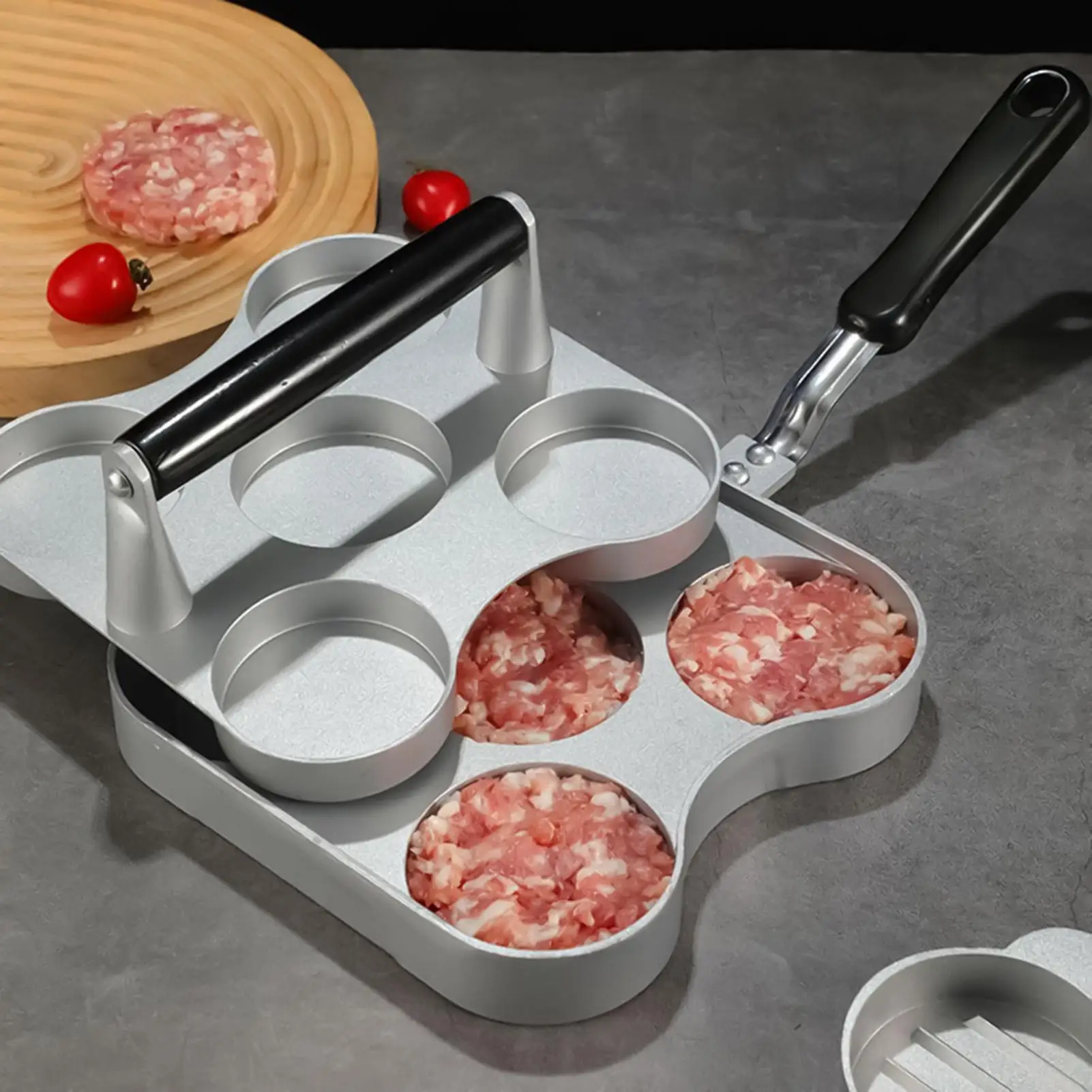 

Patty Press Heavy-Duty Non Stick Flat Bottom Hamburger Smasher 5-Grid Griddle Accessories Bacon Burger Smasher for Kitchen