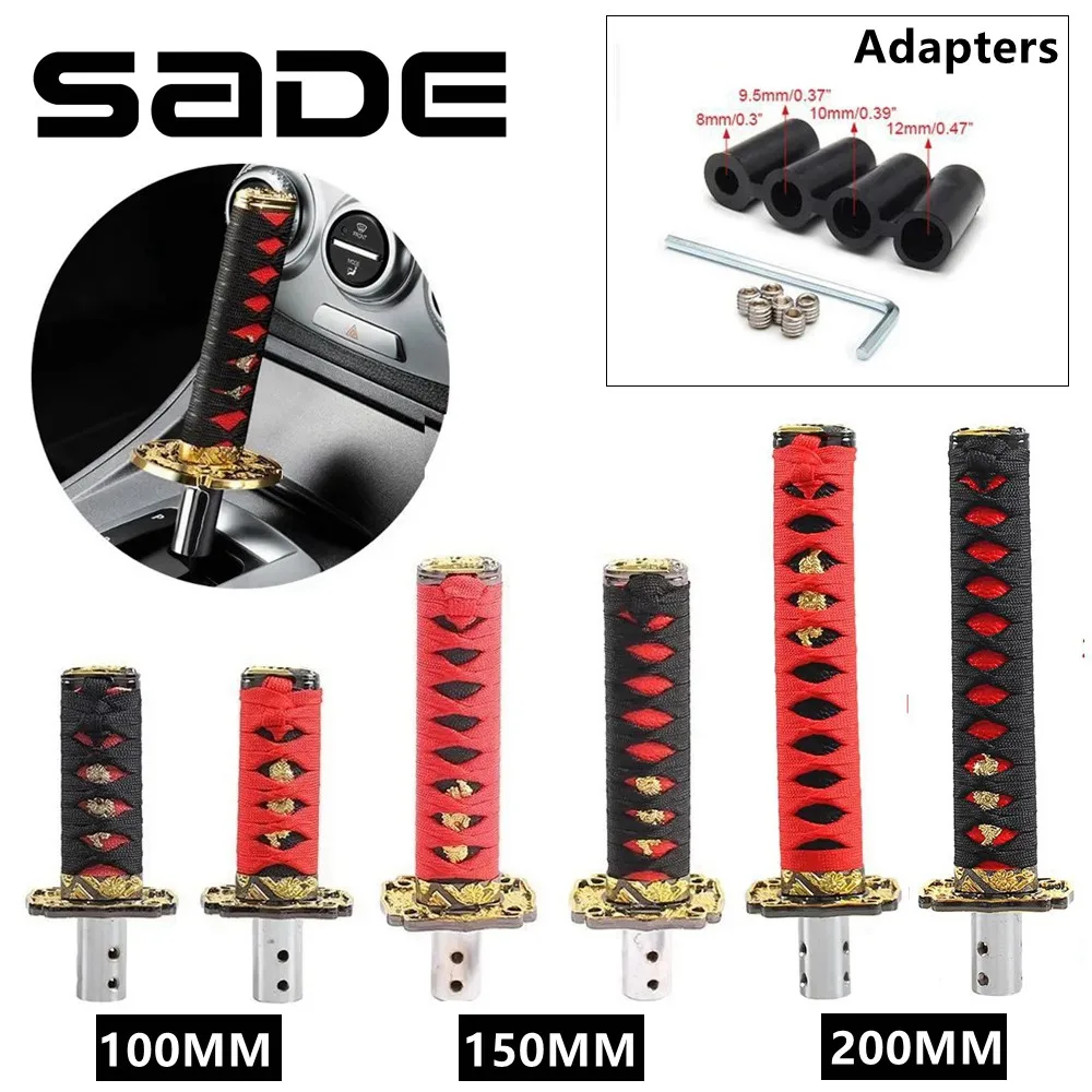 100/150/200mm JDM Katana Gałka zmiany biegów Miecz samurajski Gałka zmiany biegów z 4 adapterami Uniwersalna pasuje do większości samochodów ręcznych i automatycznych