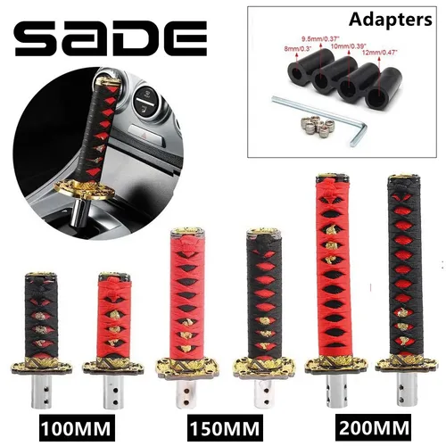 Perilla de palanca de cambios JDM Katana de 100/150/200mm, perilla de palanca de cambios con espada samurái con 4 adaptadores universales que se adapta a la mayoría de los coches manuales y automáticos