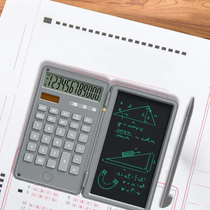 Desk Calculator 12-digit Calculators And Foldable Writing Pad Dual Power Battery And Solar Calculators With Desktop For