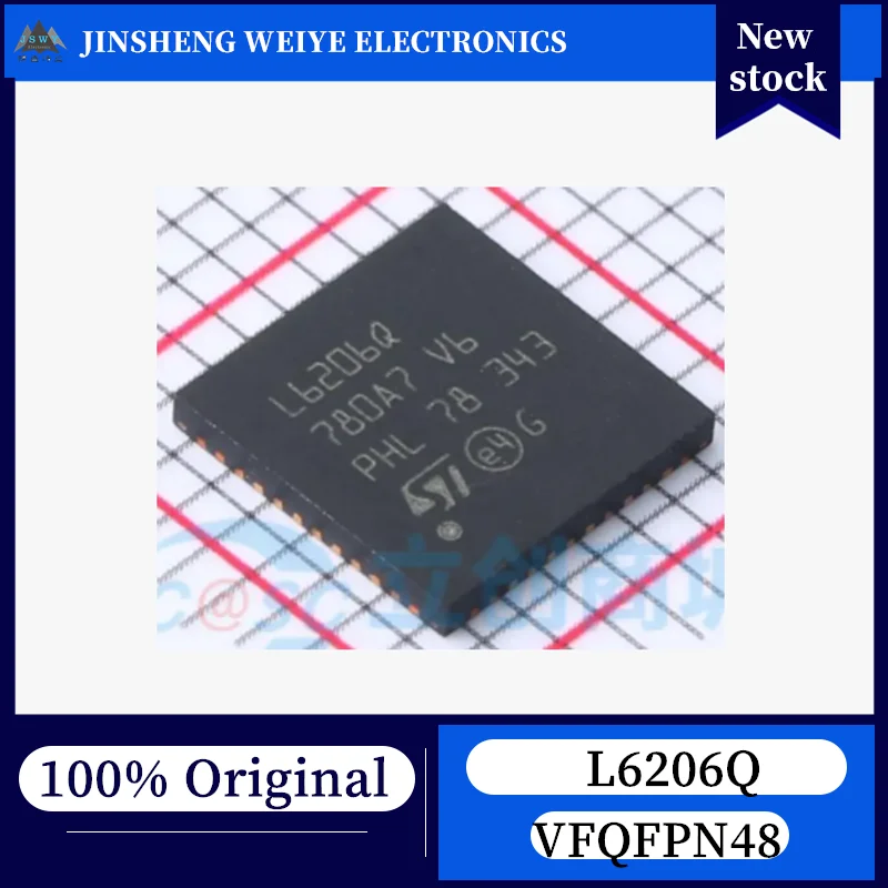 

(5/50 pieces) L6206Q VFQFPN-48 DMOS Dual Full-Bridge Motor Driver Chip, 100% New, Original, In Stock. Chipset