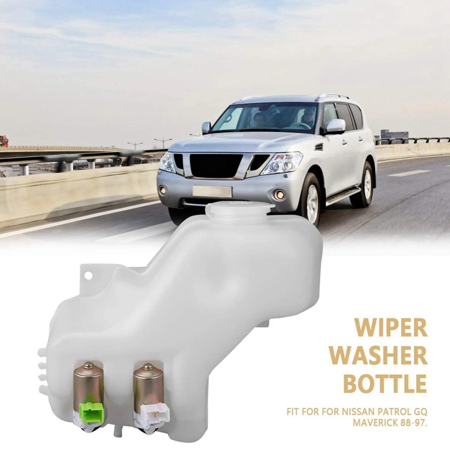 Car 2 Hole Windshield Wiper Washer Bottle with Pump Tank Jar Kit for Nissan Patrol GQ Maverick 88-97