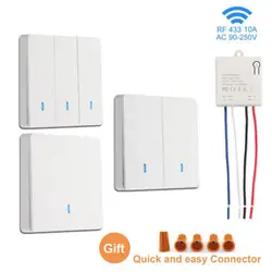 Wireless Smart Switch RF 433Mhz Wall Panel Switch 220V Led Light Lamp Fan Switches With Remote Control Home Mini Relay Receiver