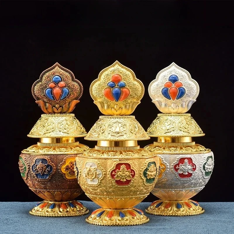 Alloy Painted Treasure Bottle Lucky Chinese Style Living Room Decorations Treasure Vase of The God of Wealth in Ksitigarbha