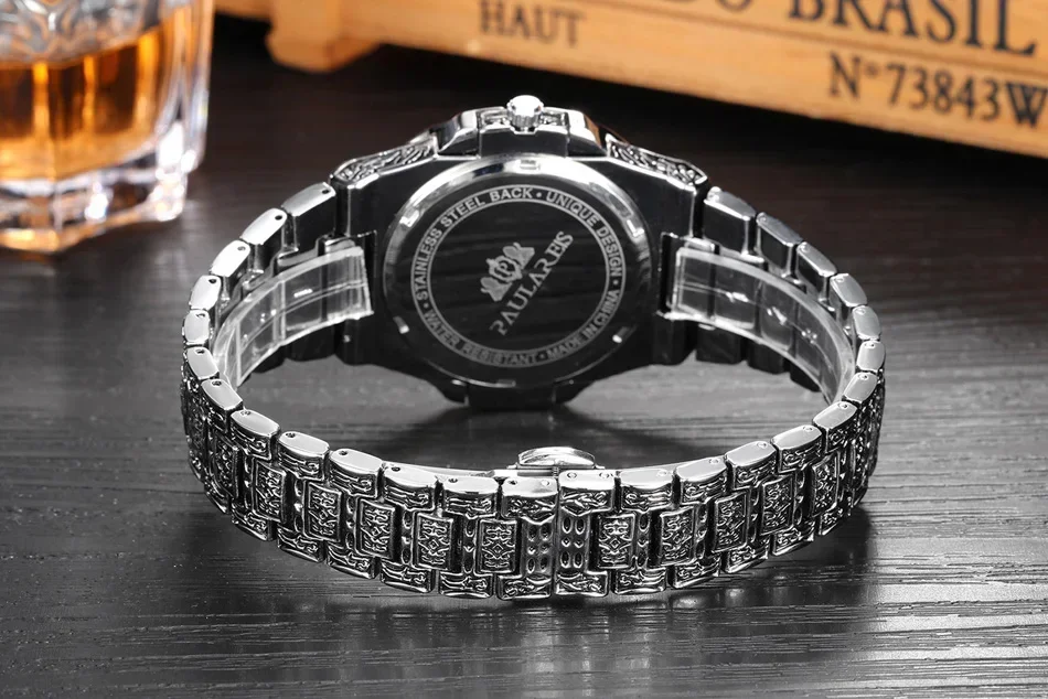 Luxury Carved Antique Vintage Luminous Rose Gold Silver Gradient Blue Grey Coffe Fashion Quartz Men watch Reloj Hombre Baratos