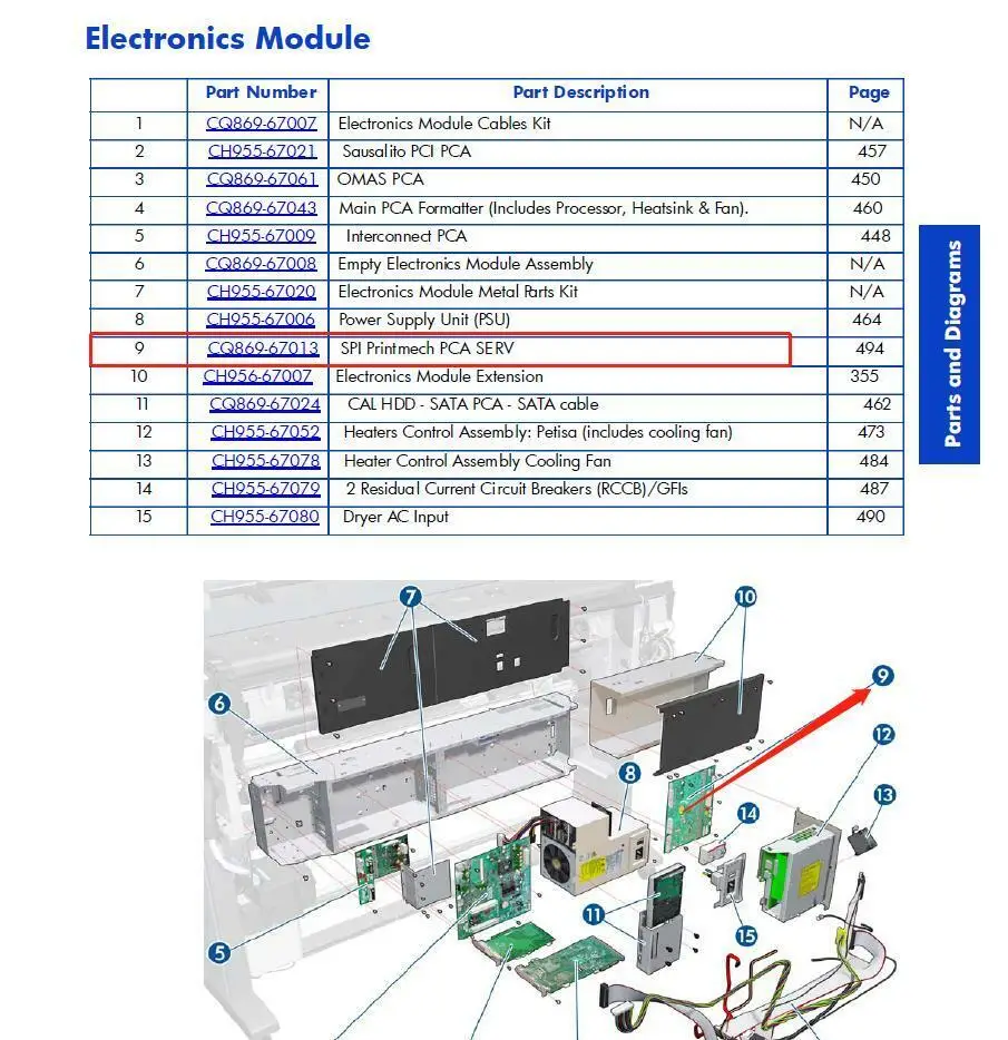 CQ869-67013 Printmech PCA مناسب لـ Designjet L26500 60 بوصة Latex260 L26100 # 792 جزء الراسمة للطابعة POJAN #4