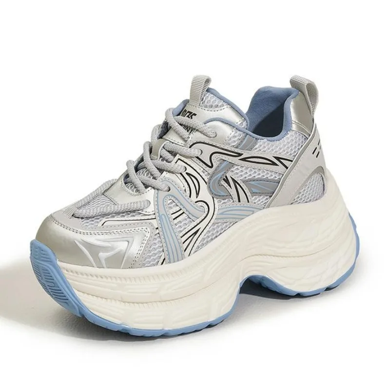 

High Brand 10CM High Thick Bottom Shoes for Women Outdoor Sneakers Tide Trendy Breathable Mesh Ladies Wedges Platform Sneakers