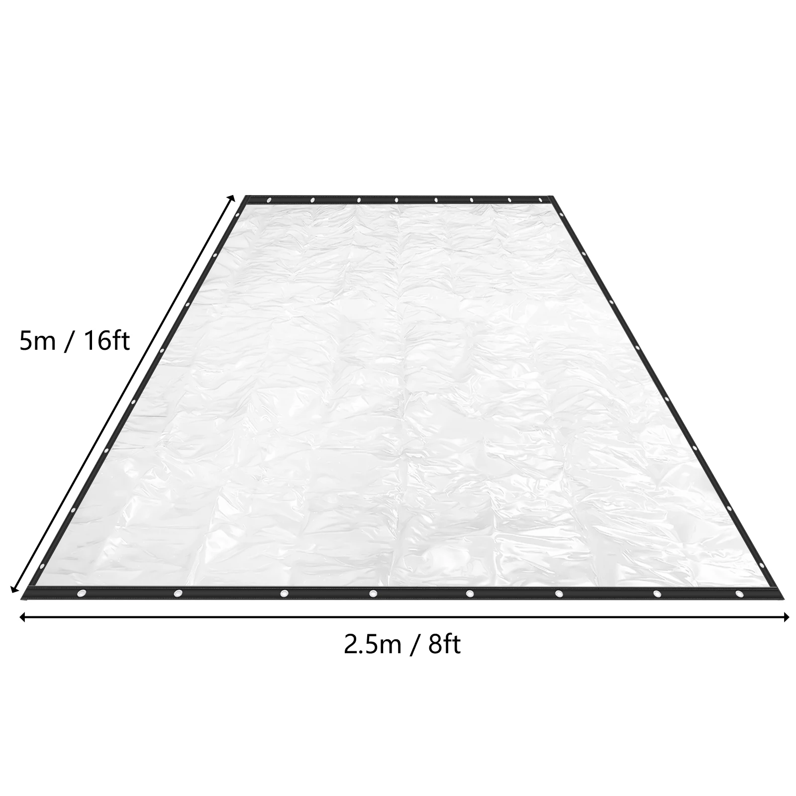 Outdoor Clear PVC Curtain, 8x16ft, Black, Modern Style, Waterproof, Sheer, 1 Panel, fits for Dining Room