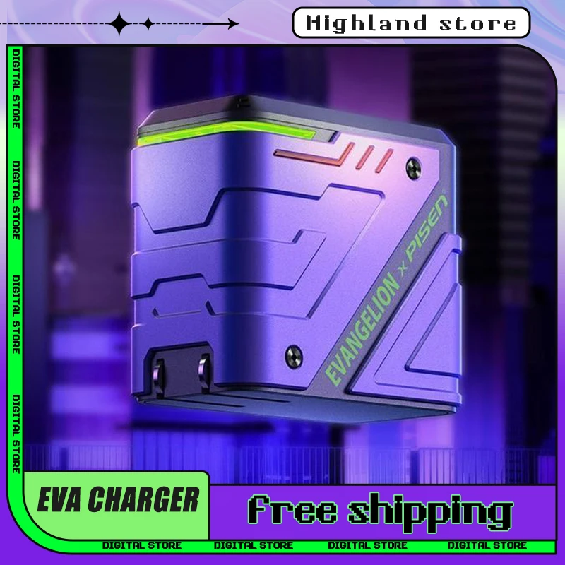 Pisen X Eva Charger 65w 3-In-1 Ganultra Quick Charge With Temperature Control Small  Portable Charge Evangelion/02 Customized