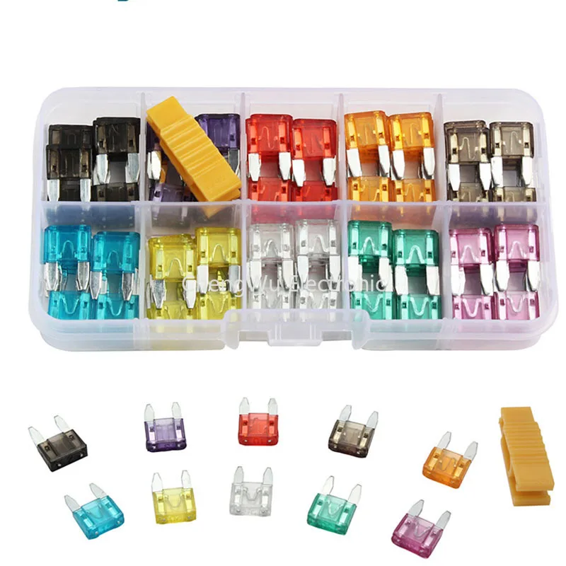 120Pcs Profile Small Size Blade Car Fuse Assortment Set for Auto Car Truck 3/5/7.5/10/15/20/25/30/35/40A Fuse with Plastic Box