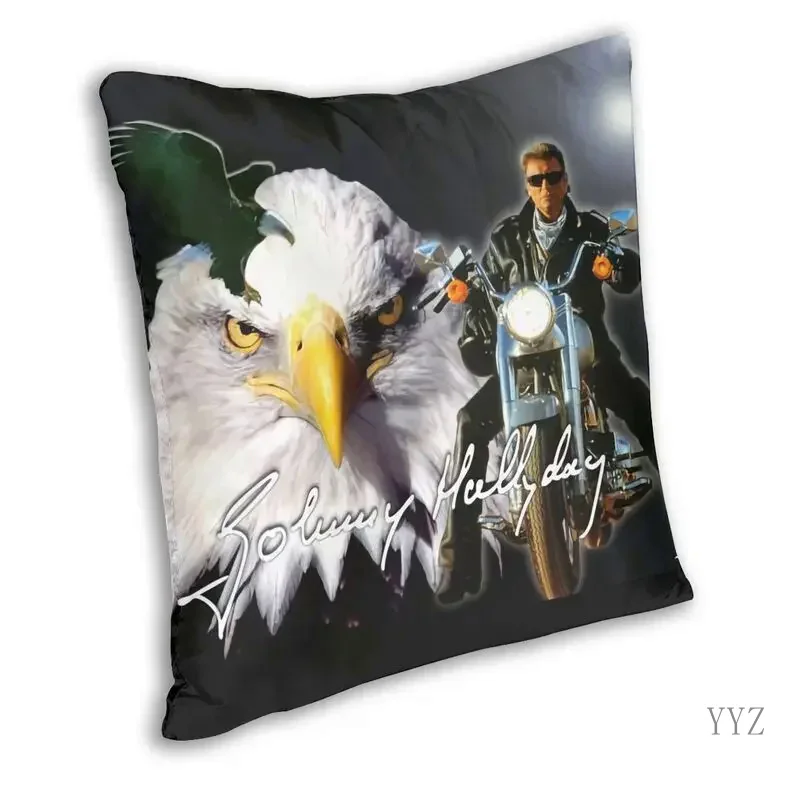 Johnny Hallyday Avec Aigle Cushion Covers Sofa Home Decorative Motorcycle Square Throw Pillow Cover 40x40cm Office kussenhoes