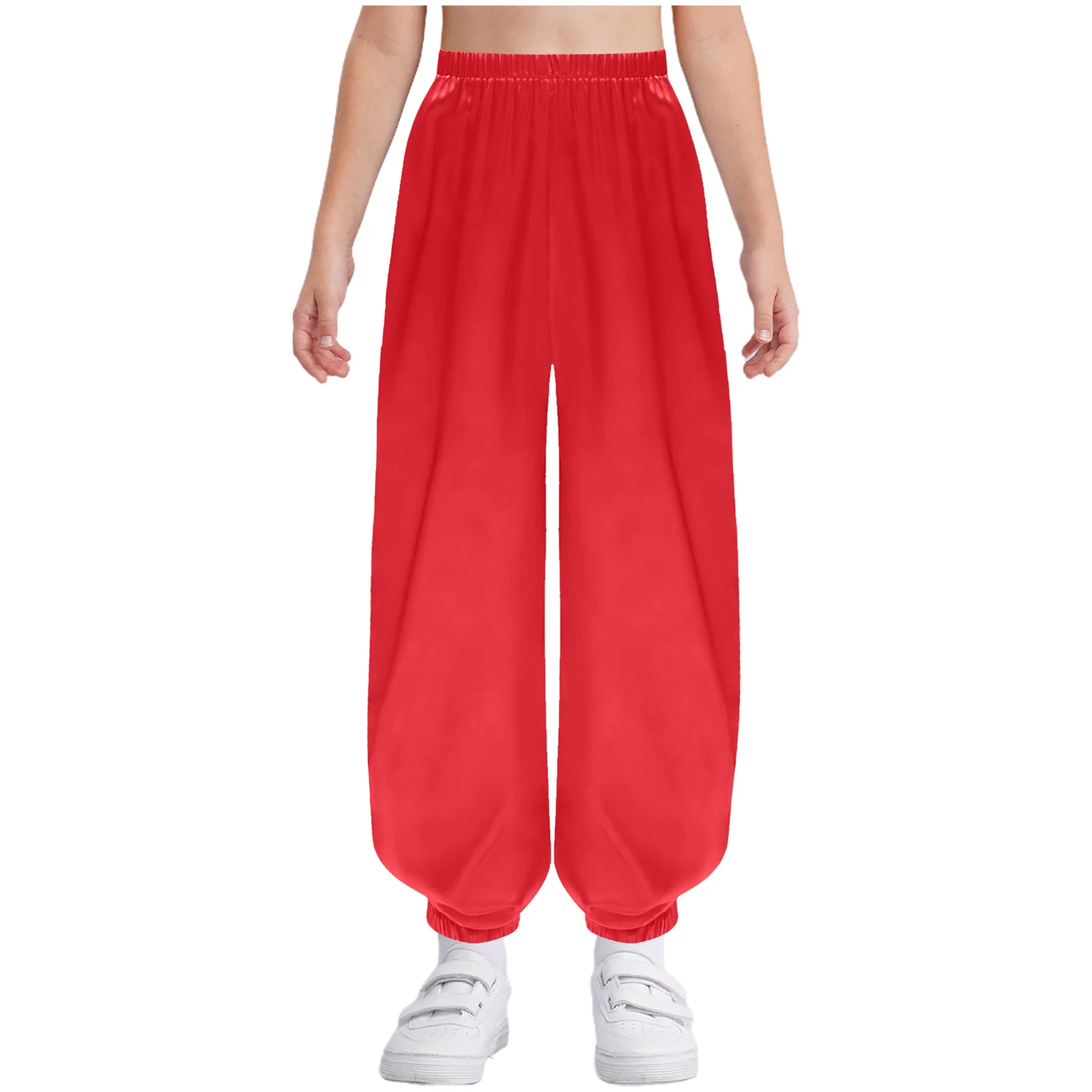 

Kids Boys Girls Kung Fu Uniform Tai Chi Wing Chun Martial Arts Outfit Elastic Waistband Solid Color Pants for Belly Dance Show