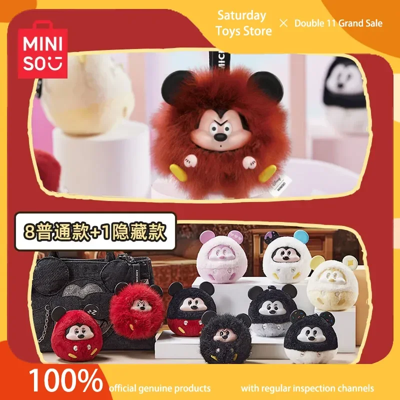 

Genuine Miniso Disney Mickey Mouse Fun Collision Series Vinyl Plush Blind Box Keychain Gift For Her Mysterious Box Fashionable