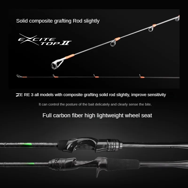 PURELURE-Lure Rod Small Bait Long Range Quick Adjustment Root Fishing Rod FUJI A Guide Ring Carbon, Ultra Light, Ultra Hard