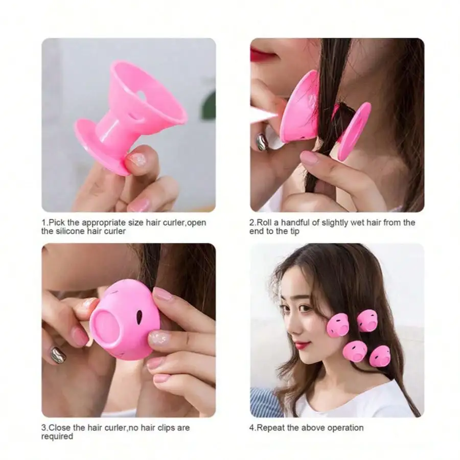 Silicone Bell Shape Hair Curlers, Heatless Hair Rollers, Easy to Use for All Hair Types, Women Home DIY Hairstyle, No Heat Hair Styling Tool for Salon & Household