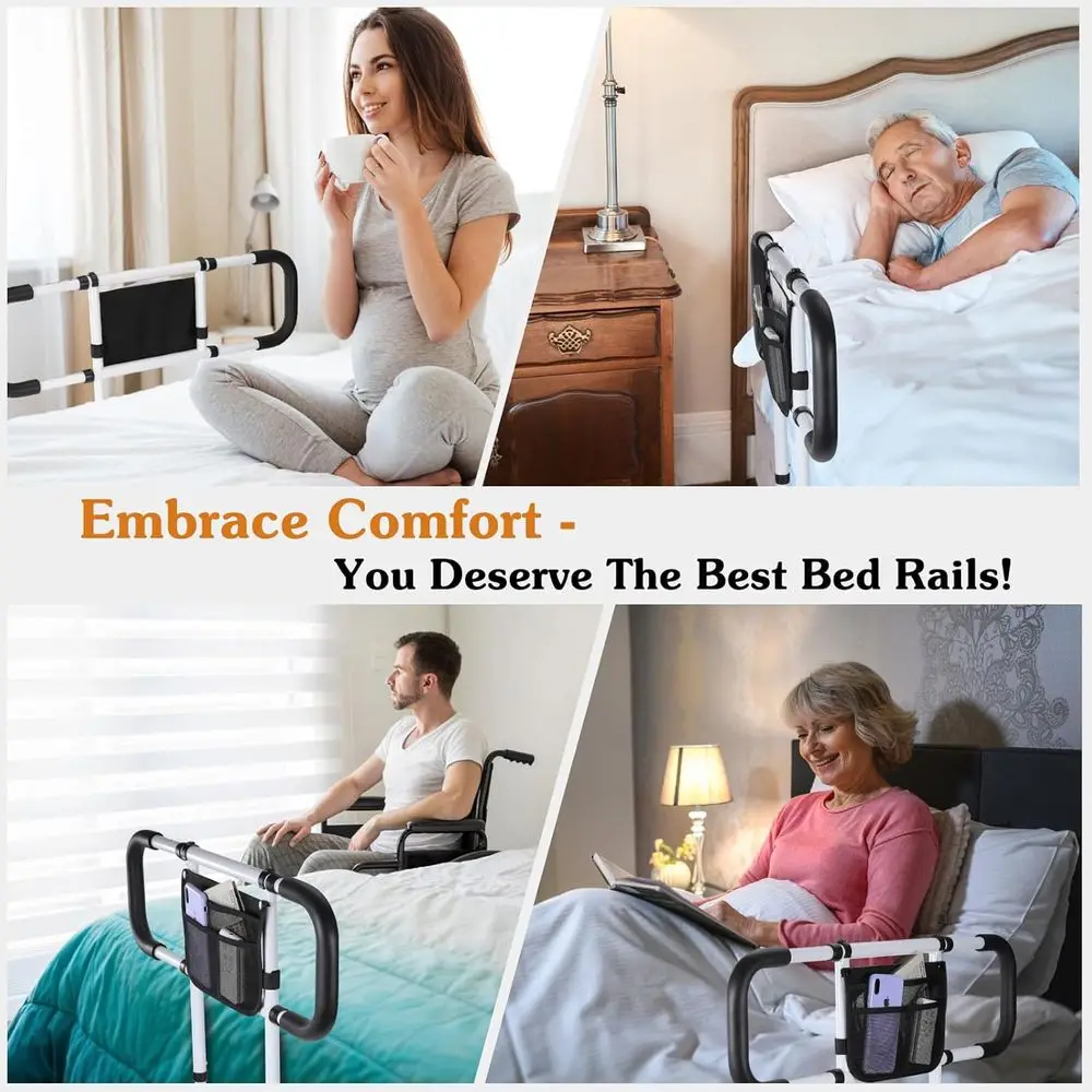 Bed Rails or Elderly Adults Saety - Extended Bed Assist Rail or Seni- ASApproved Adjustable Bed Side Rails Handle Support Bar wi