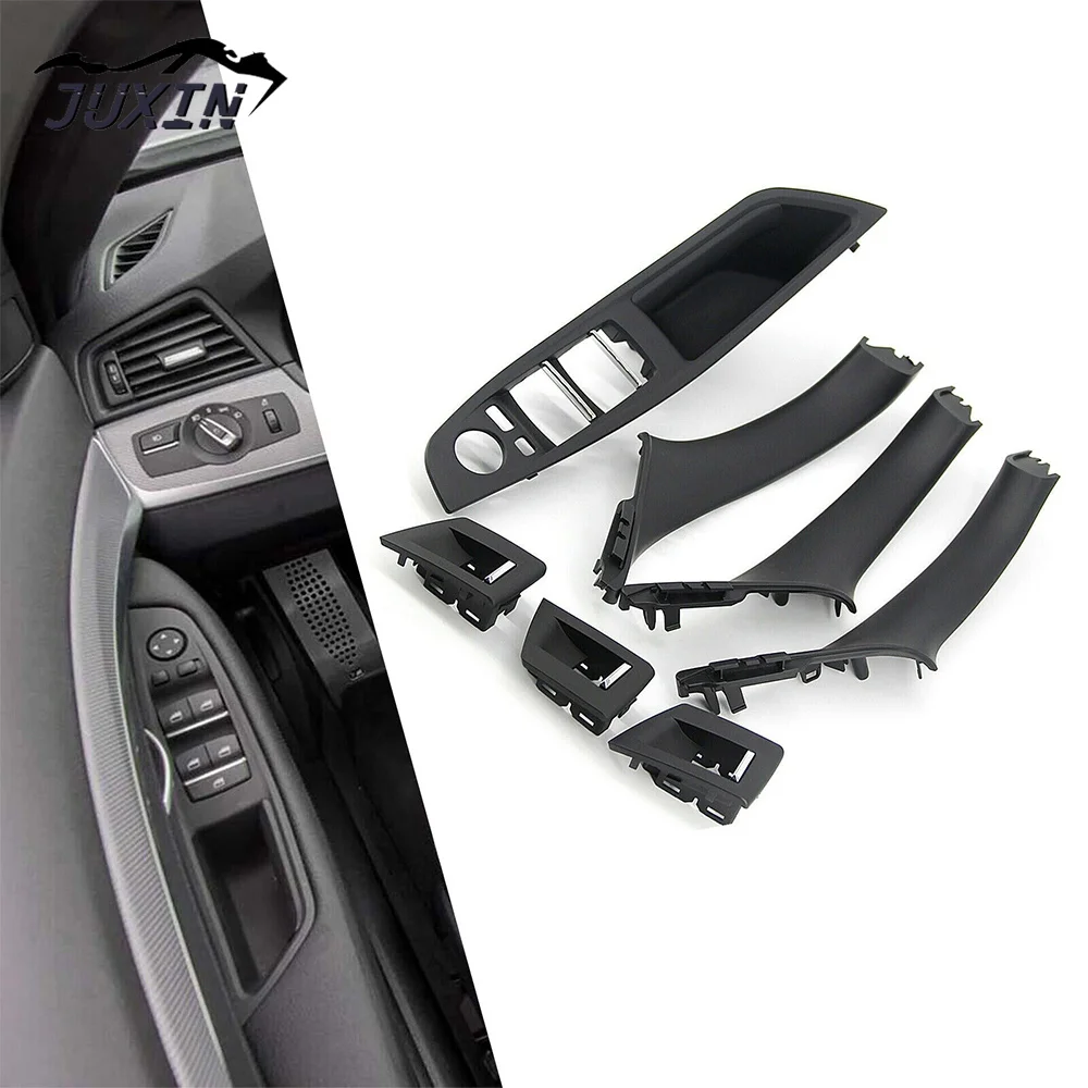 

Inner Door Panel Handle Pull Trim Set Window Switch Armrest Pane Fit For BMW 5 Series F10 F11 LHD Black 51417225873