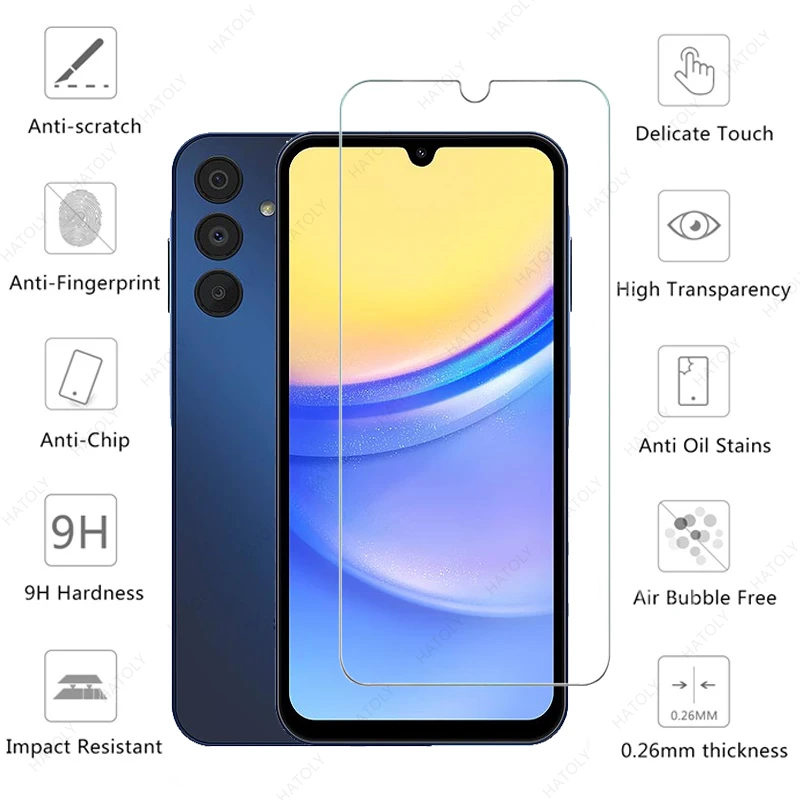 Tempered Glass for Samsung Galaxy A15 Glass for Samsung Galaxy A15 Flim Camera Len Screen Protector for Galaxy A15 A25 A05 A05s