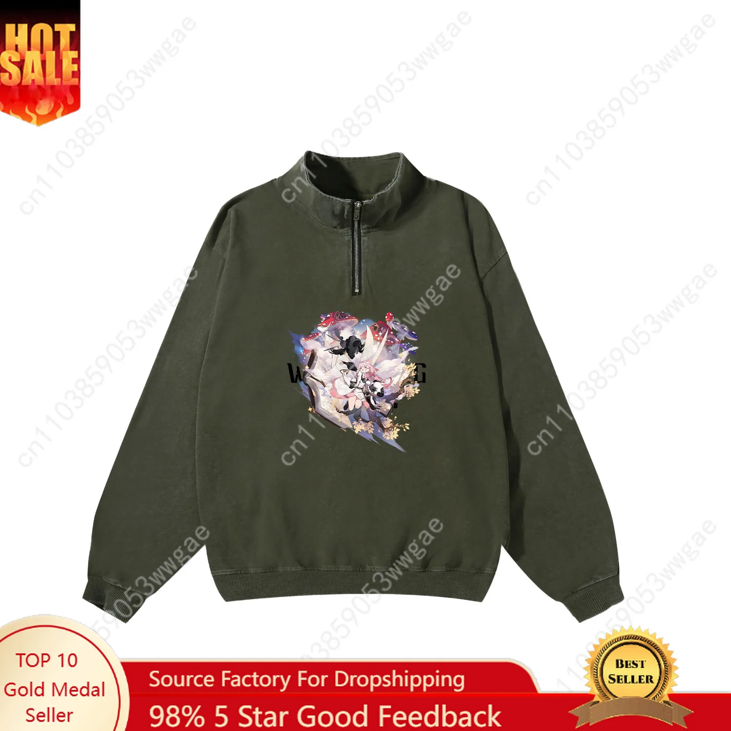 

Wuthering Wave Retro Sweatshirt Mens Womans Teenagers Vintage Pullover Half Zipper Sweatshirt Customized Top Long Sleeved Tshirt