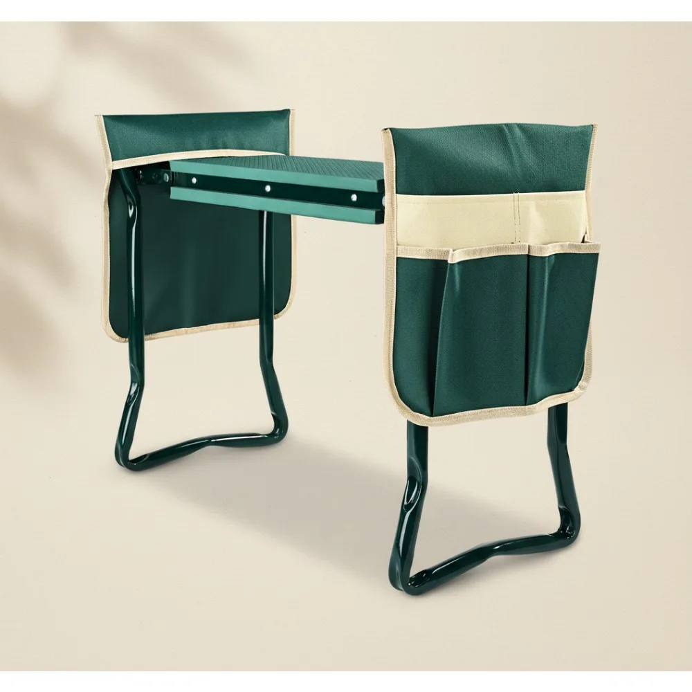 

Upgraded Garden Kneeler Seat with Thick Wide Pad, Heavy Duty Foldable Stool with Tool Pouches for Women Men Seniors