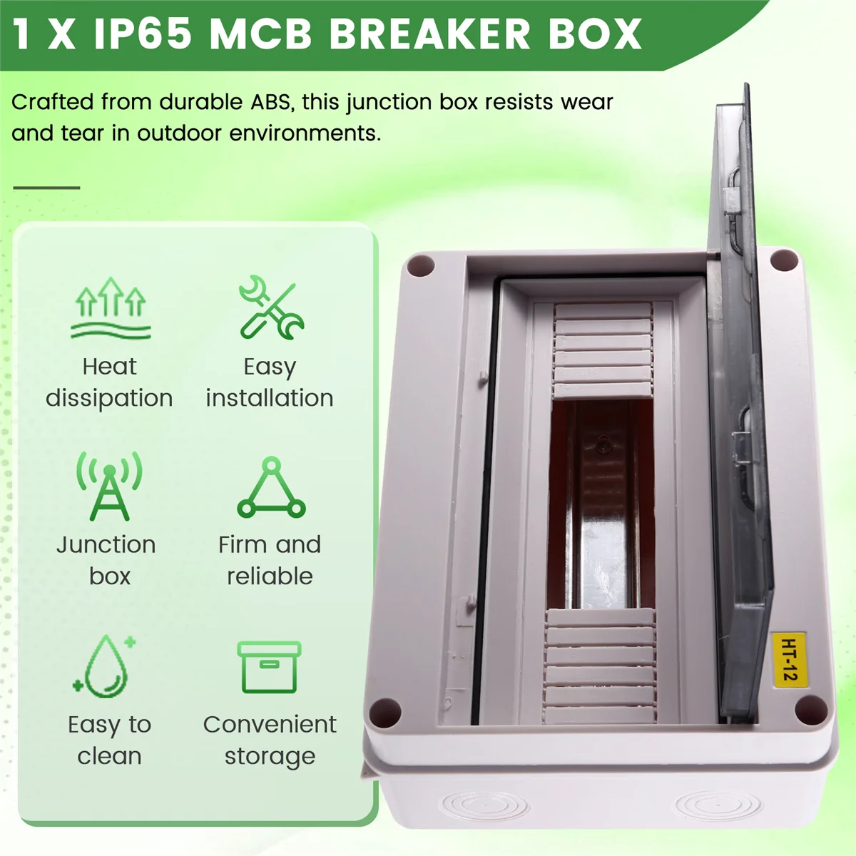 A99T HT-12 Way IP65 Mcb Breaker Box Distribution Protection Box ABS Power Electronic Din Rail Enclosure for Circuit Breaker