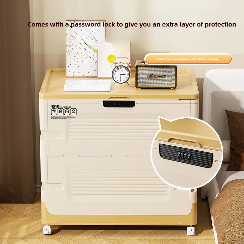 ‌Modern Storage Bins,Large Capacity FlipTop Organizer with Wheels,Foldable Lockable Closet Cabinet for Clothes Home Organization