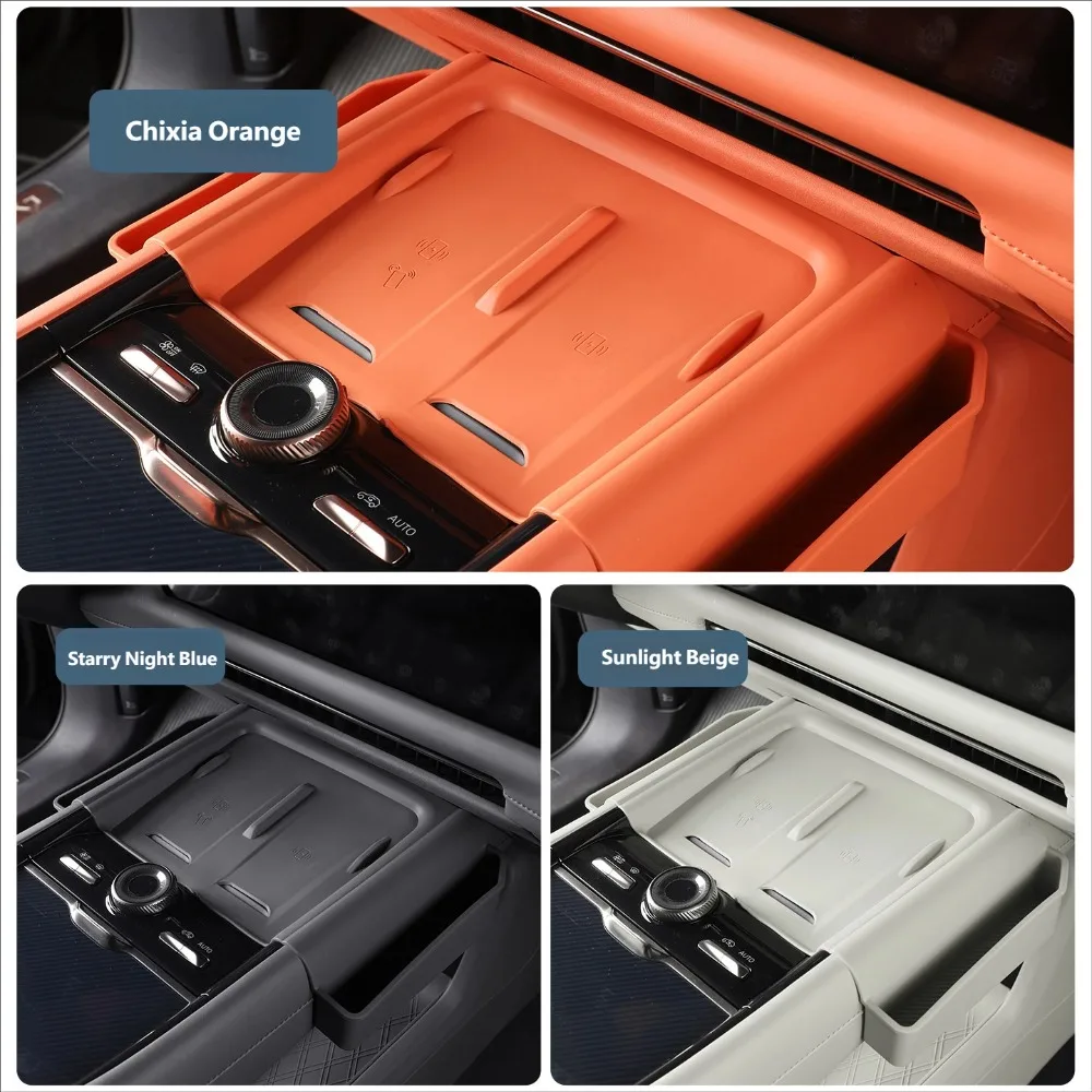 For Lynk&Co 900 2025 2026 Central Control Storage Box Wireless Charging Pad Water Cup Pad Refrigerator Storage Box Interior Kit