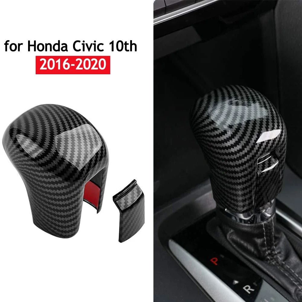 

Pop For Honda Civic 10th 2016-2020 Carbon Fiber Car Gear Panel Trim Shift Panel Central Armest Box Decor Cover Car Accessories