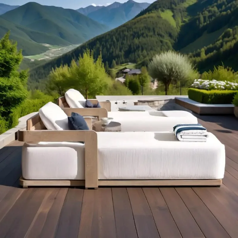 

Luxury Outdoor Furniture Teak Sun Loungers Villa Hotel Patio Garden Teak Sun Loungers Italian Lounge Sunbed Chaise