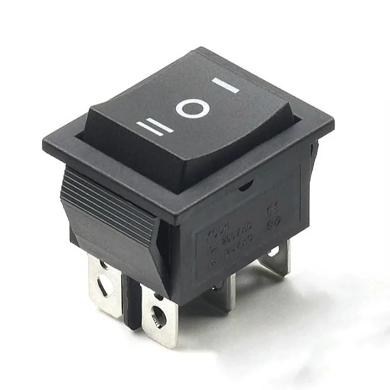 

10 шт. 6-контактный KCD4 AC 16A/20A 250 В/125 В переменного тока DPDT черная кнопка с мгновенным пружинным возвратом вкл/выкл/вкл кулисные переключатели для крепления на панели