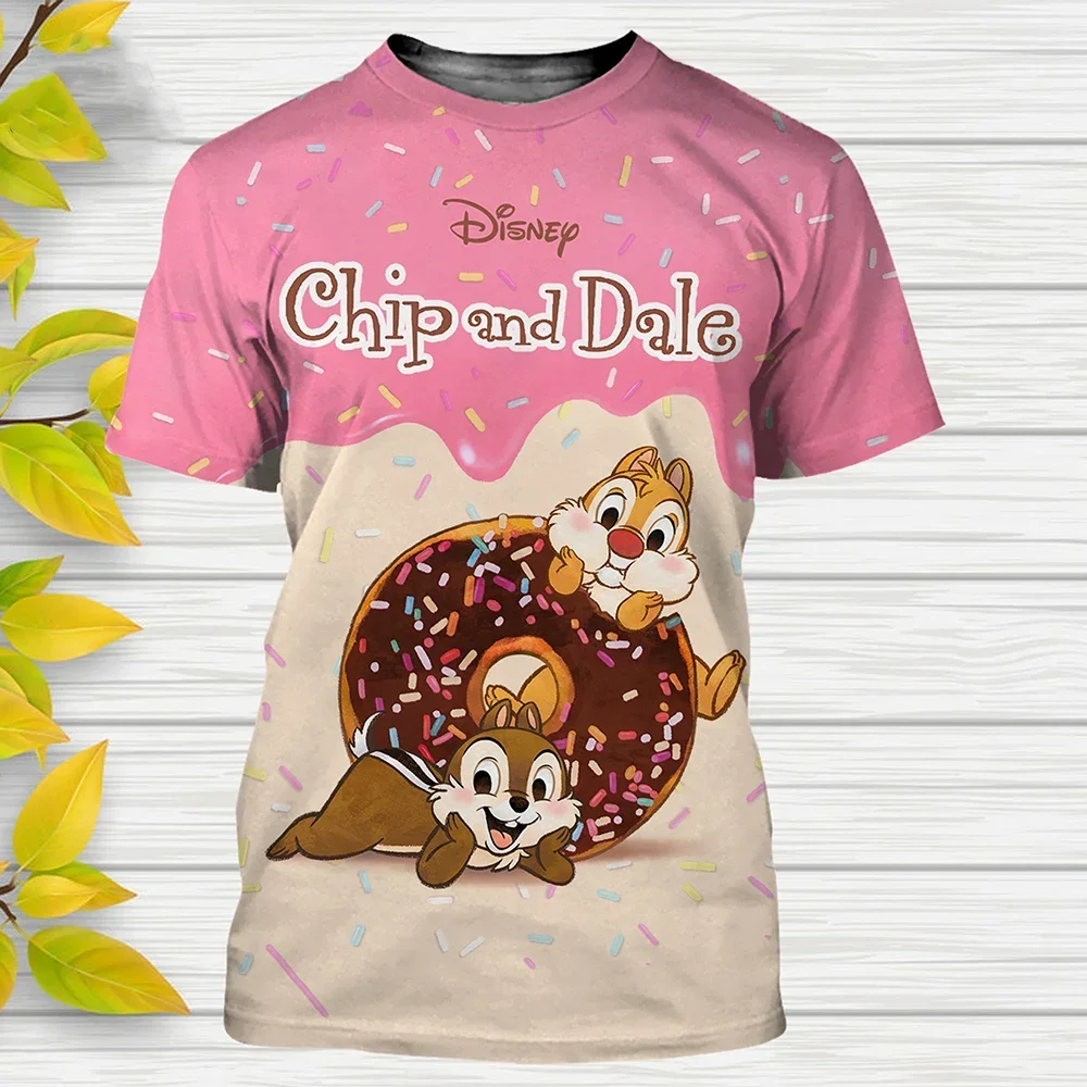 Disney-camisetas clásicas de dibujos animados para hombre y mujer, ropa de calle con estampado de Chip \'n\'dale en 3d, moda para niños