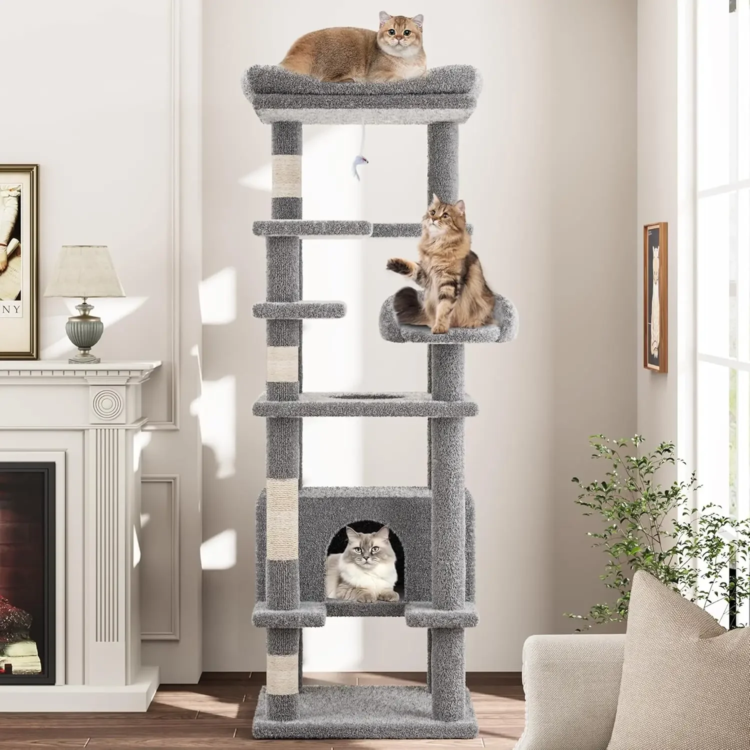 

71 In Cat Tree Tower Condo Furniture Scratch Post For Kittens Pet House Play|