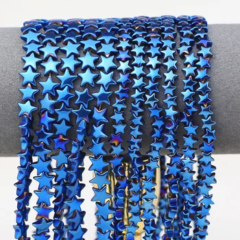 70-50pcs 6/8mm Arc five-pointed Star Blue Hematite Natural Stone Spacer Beads For Handmade Jewelry Making DIY Bracelets Necklace