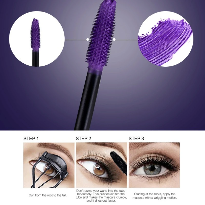 Mascara colorato volume 5D Styling duraturo Impermeabile Asciugatura rapida Blu Viola Curling Allunga ciglia lunghe Crema per estensione seta