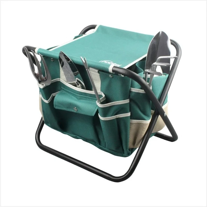 

Garden Tools Sets- Heavy Duty Gardening Gift Tool Kit Including Folding Stool with Tool Bag 5 Sturdy Stainless Steel Tools(Garde