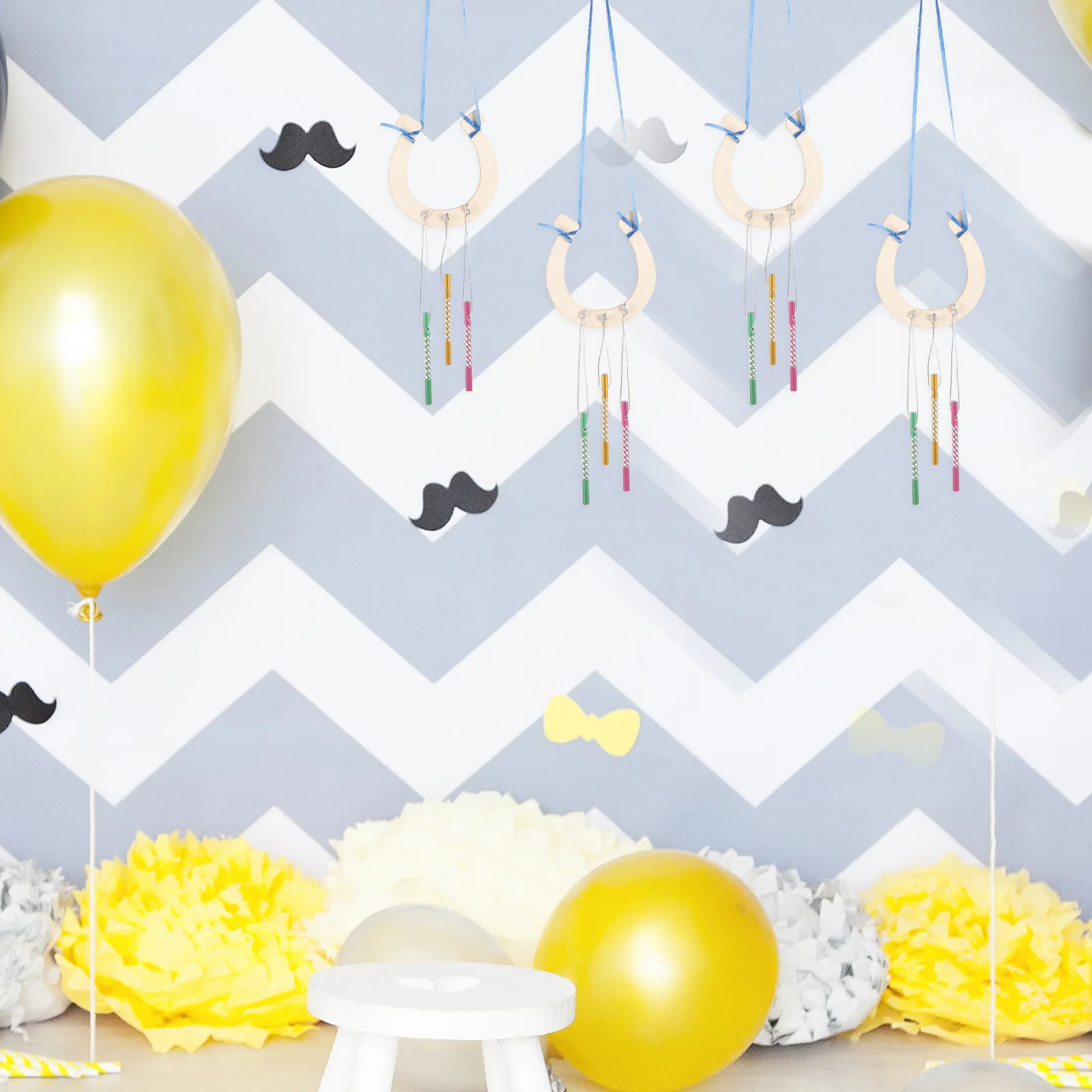 

1Set DIY Wooden Horseshoe Wind Chime Creative Hanging Decor for Home Garden Outdoor Art Craft Wind Bell Ornament