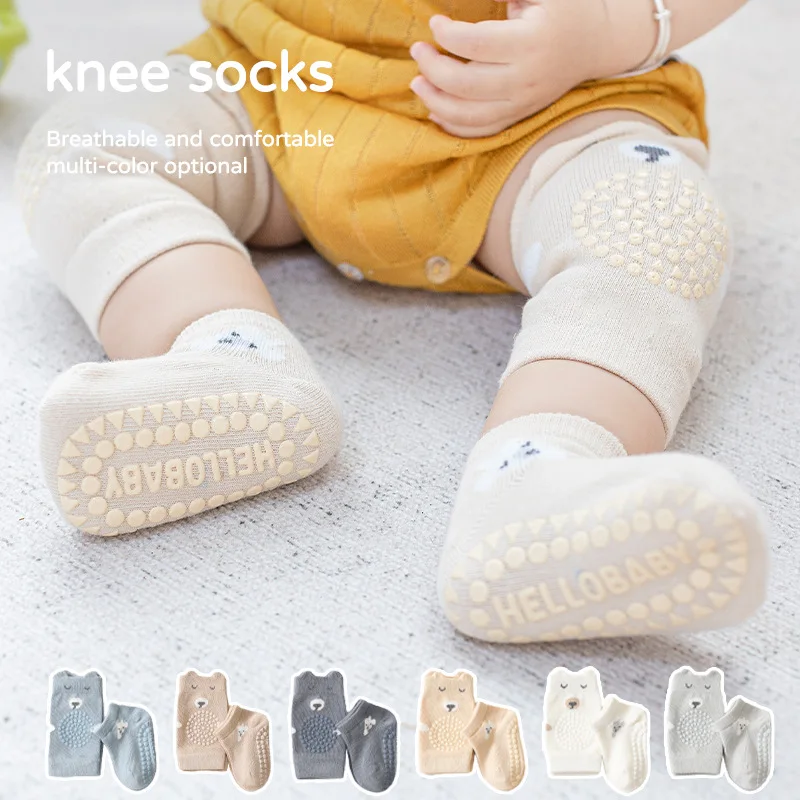 Ginocchiere per bambini Set di calzini calzini antiscivolo infantil Kneecap Kid Crawling calze da pavimento di sicurezza protezione per il ginocchio ginocchiera scaldamuscoli ragazze