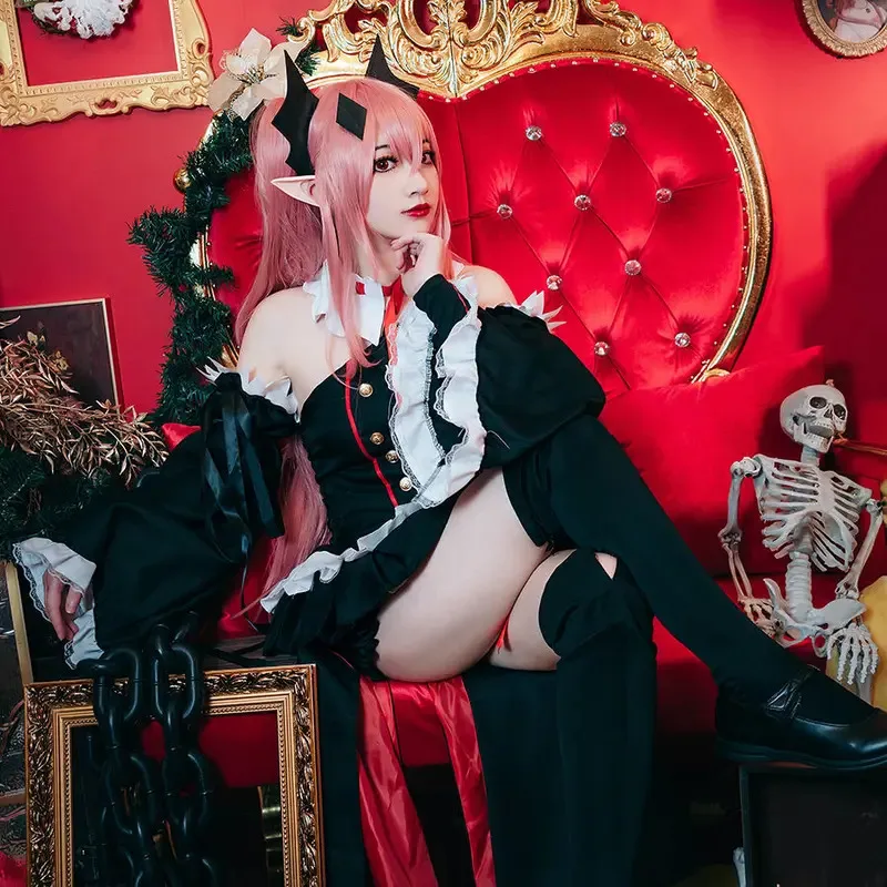 

CySeraph Of The End Krul Tepes Косплей Костюм Униформа Парик Аниме Owari no Seraph Вампир Ведьма Косплей Костюм на Хэллоуин для женщин