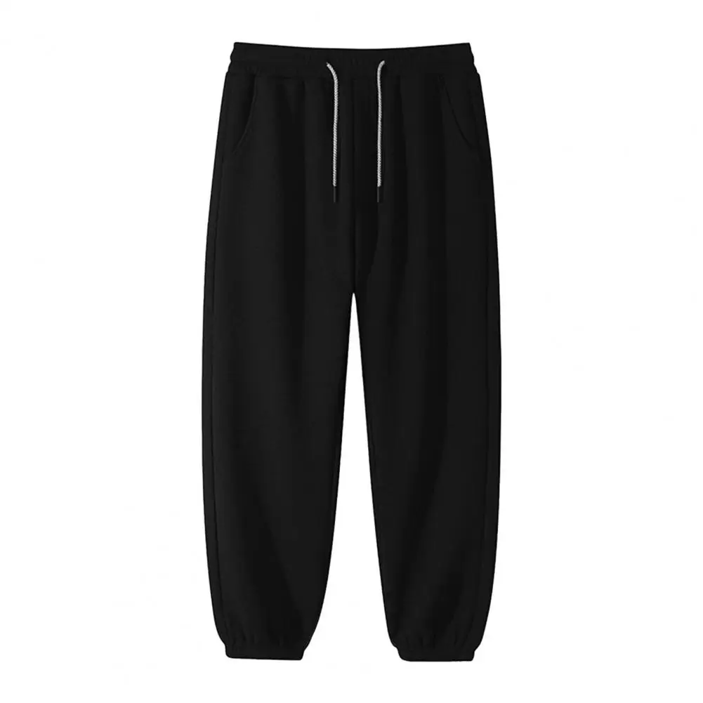 

Pants Plush Men's Winter with Elastic Waist Drawstring Warm Sweatpants with Ankle-banded for Fall