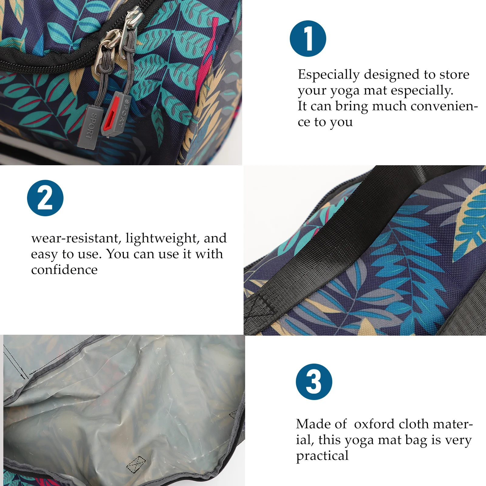 

1Pcs Yoga Mat Storage Bag Portable Cylinder Design Waterproof Wear-Resistant Oxford Fabric Single Shoulder Strap for Sports Yoga