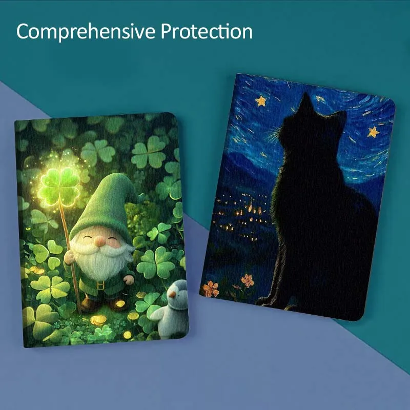 

Clover Starry Sky Cat Gift For Huawei MediaPad T5 T10s M6 M5Lite SE Honor Tab 5 6 7 V7 V8 X8a X9a Pro Soft Tablet Case