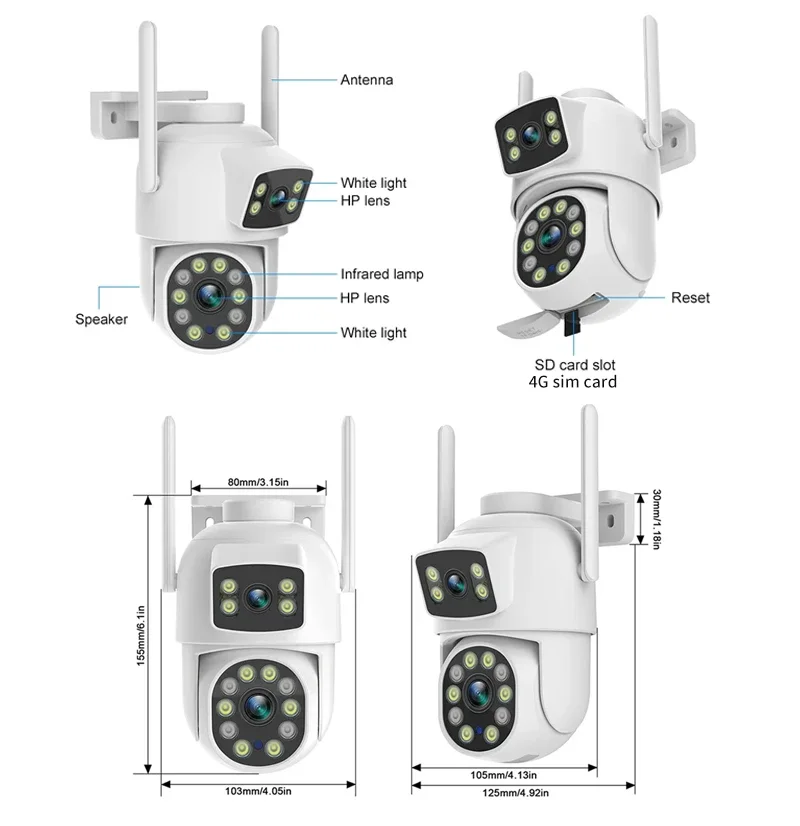 Imagem -06 - Hfwvision 6mp Wifi Câmera Ptz Lente Dupla Tela Dupla Rastreamento Automático Áudio em Dois Sentidos Cor Visão Noturna Câmera de Segurança sem Fio