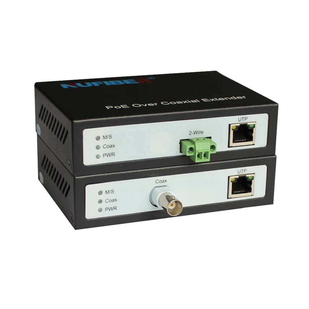 NuFiber سريع 10/100Mbps UTP BNC ميناء IP موسع محوري RJ45 محول DC52V إمدادات الطاقة الألياف البصرية محول الوسائط FCC/CE