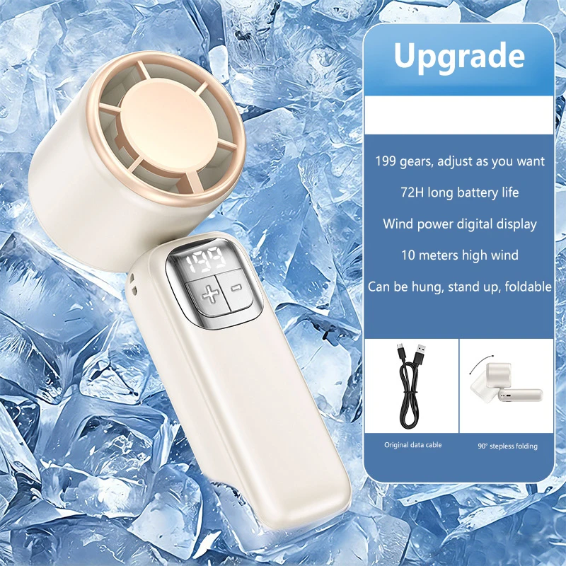 Lenovo 199 Hochgeschwindigkeits-Turbo-Jet-Ice-Kühler-Ventilator, USB-aufladbarer Handventilator mit bürstenlosem Motor für Outdoor, Büro und Reisen