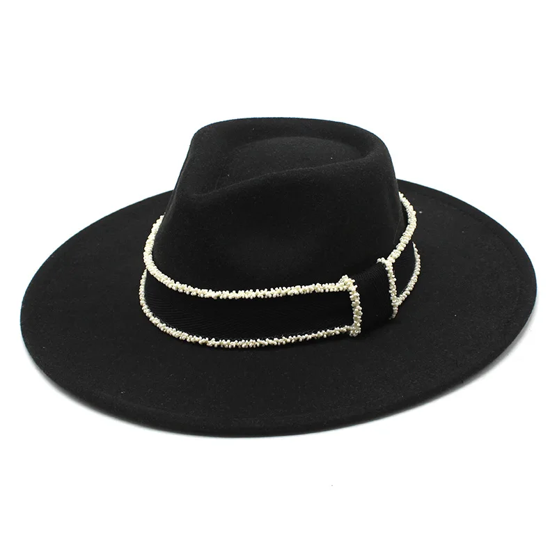 Chapeau Fedora français pour femme, haut de forme en laine de luxe abordable, chapeau britannique rétro, chapeau en laine beige, grand bord plat, socialite, automne et hiver