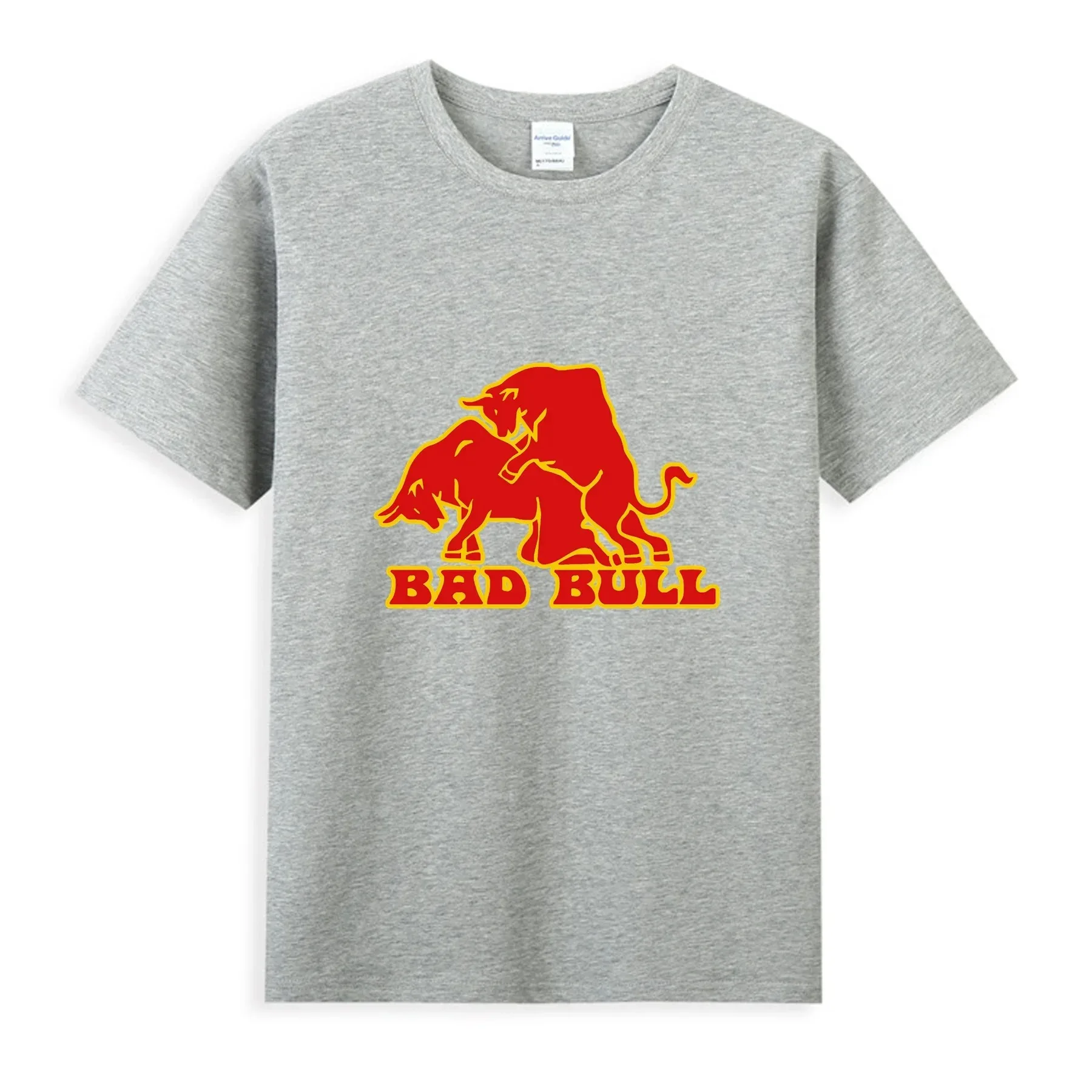 Men Bad Bull Oversized T-Shirt Red Joke Energy Drink Graphic T-Shirt Streetwear High Quality Cotton Fitness Sports Tops Clothing